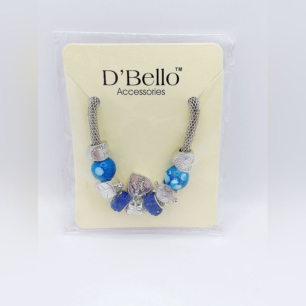 D'Bello Accessories Blue Charmed Adjustable‎ Beaded Bracelet